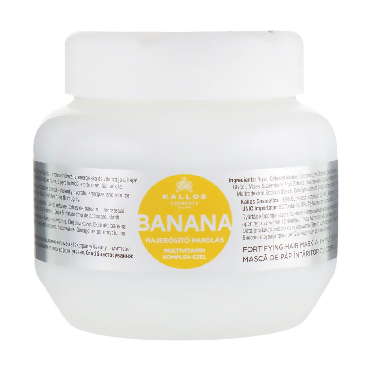 Зміцнювальна маска для волосся Kallos Cosmetics KJMN Banana Fortifying Hair Mask з екстрактом банану та комплексом вітамінів, 500 мл