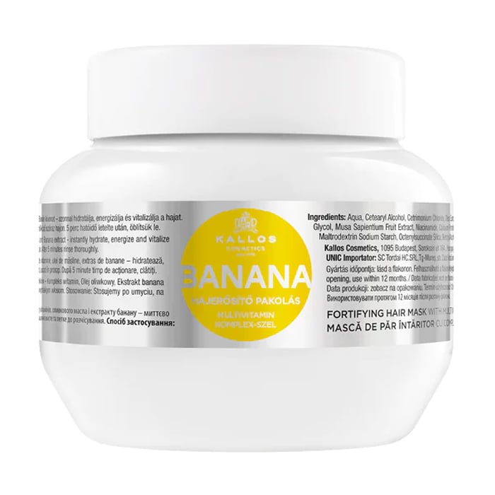 Зміцнювальна маска для волосся Kallos Cosmetics KJMN Banana Fortifying Hair Mask з екстрактом банану та комплексом вітамінів, 275 мл
